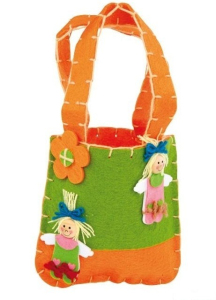 Kabelka filcová - Oranžová s panenkami "Marie" (Legler)