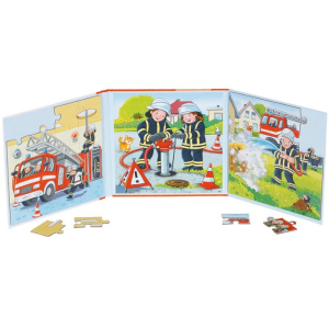 Puzzle magnetické - Kniha, Hasiči, 2 x 20ks (Goki)