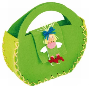 Kabelka filcová - Zelená s holkou "Laura" (Legler)