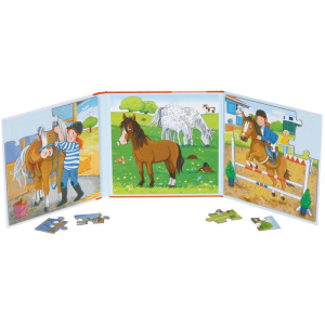 Puzzle magnetické - Kniha, Koňská stáj, 2 x 20ks (Goki)