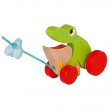 Tahací hračka - Žabák s mouchou dřevěný (Goki)