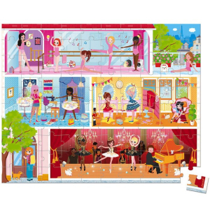 Puzzle v kufříku - Škola baletu, 100 dílků (Janod)