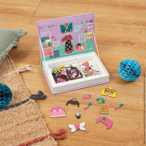 Puzzle magnetické - Kniha, Oblékání dívky (Janod)