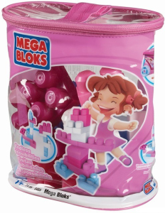 Mega Bloks - Kostky maxi v tašce (růžové), 24ks