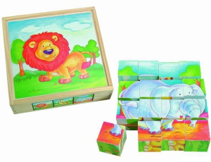 Kostky obrázkové 16ks - Král zvířat (Woody)