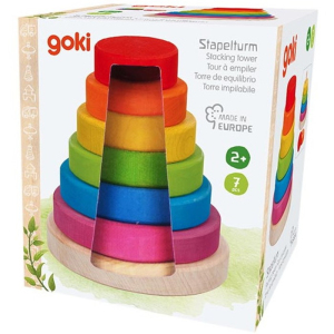 Skládačka s kroužky - Duhová věž masiv (Goki)