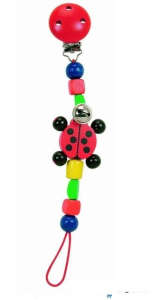 Klip na dudlík - Beruška s rolničkou (Woody)