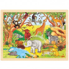 Puzzle na desce - Velké A3, Africká zvířata, 48ks (Goki)