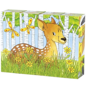 Kostky obrázkové 12ks - Lesní zvířátka (Goki)