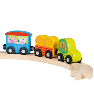 Vláčkodráha auto - Traktor s vagónky dřevěný (Goki)