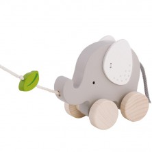Tahací hračka - Slon s lístkem dřevěný (Goki)