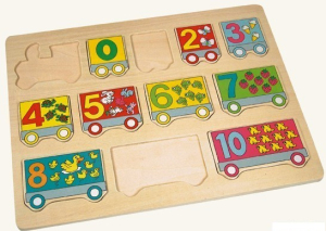 Puzzle výukové - Vlak s čísly na desce, 12ks (Bino)