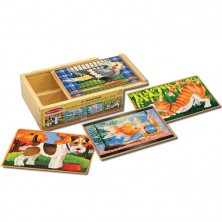 Puzzle dřevěné - V krabičce, Mazlíčci, 48ks (M&D)