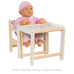 Židlička pro panenky - Multifunkční se stolečkem (Goki)