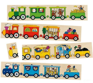 Puzzle pro nejmenší - Pexeso vláčky, 32ks (Goki)