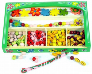 Navlékací perle - Set korálků, Kytičky (Woody)