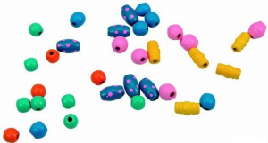 Navlékací perle - Set korálků, Srdíčka (Woody)