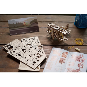 3D mechanický model - Mini, Letadlo Mini-Biplane (Ugears)