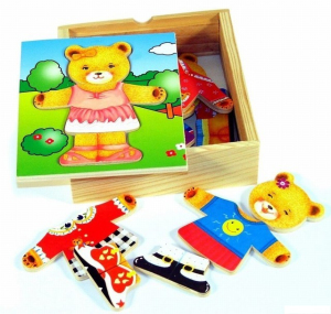 Puzzle oblékání - Šatní skříň medvědice, 18ks (Woody)