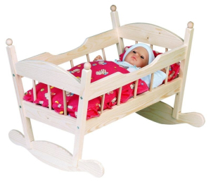 Kolébka pro panenky - Přírodní s peřinkami (Woody)