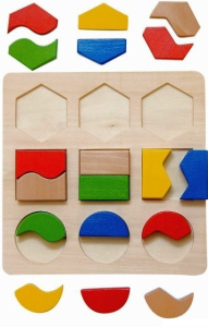 Vkládačka - Geometrickými tvary půlené větší (Woody)