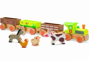 Vlak dřevěný - Dětský vláček farma (Janod)