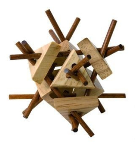 Hlavolam dřevěný - Tyčky s trojúhelníky (Woody)