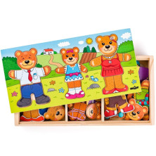 Puzzle oblékání - Šatní skříň 3 medvědi, 45ks (Woody)
