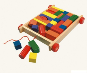 Kostky - Barevné ve vozíku, 34ks (Bino)