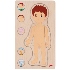 Puzzle vícevrstvé - Lidské tělo kluk, 4 vrstvy, 29ks (Goki)
