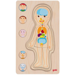 Puzzle vícevrstvé - Lidské tělo kluk, 4 vrstvy, 29ks (Goki)