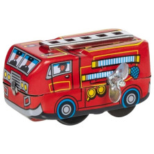 Plechová hračka - Retro auto hasiči na klíček (Goki)