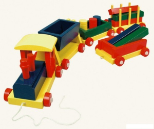 Vlak dlouhý - 4 vagóny s kostkami (Bino)