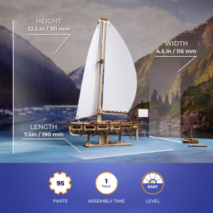 3D mechanický model - Mini, Loď jachta Ocean Beauty (Ugears)
