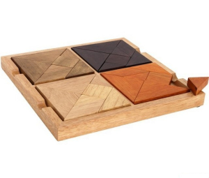 Tangram dřevěný - 4 v 1 na desce (Legler)