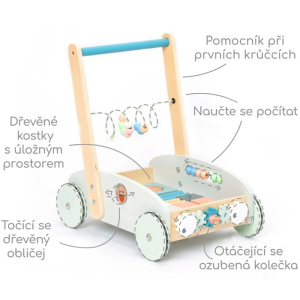 Kostky - Barevné ve vozíku, Chodítko 5v1 modré (UMU)