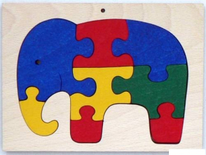 Puzzle z masivu - Slon v rámečku (Makovský)