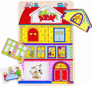 Puzzle vícevrstvé - Náš dům, 2 vrstvy, 12ks (Goki)