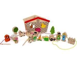 Navlékání tvarů - Provlékací hra Farma (Small foot)