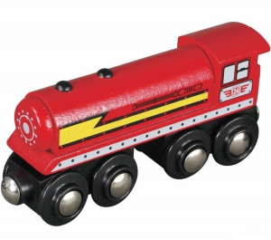 Vláčkodráha vláčky - Lokomotiva parní červená dlouhá (Maxim)