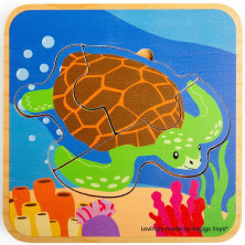 Puzzle vícevrstvé - Životní cykly želvy, 3 vrstvy (Bigjigs)