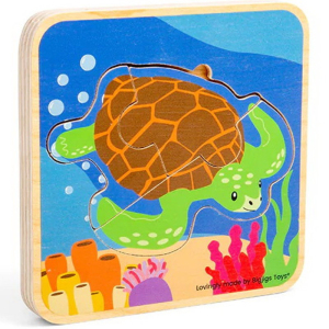 Puzzle vícevrstvé - Životní cykly želvy, 3 vrstvy (Bigjigs)