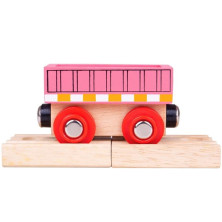 Vláčkodráha vagónek - Nákladní růžový + 2 koleje (Bigjigs)