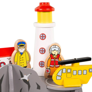 Vláčkodráha tunel - S majákem a heliportem (Bigjigs)