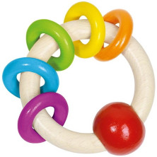 Chrastítko - Kroužek do ruky, S kroužky barevný (Goki)