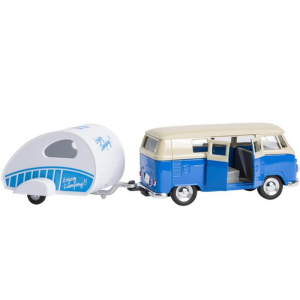 Kovový model - Auto Volkswagen T1 Bus (1963) + přívěs, 1:34-39