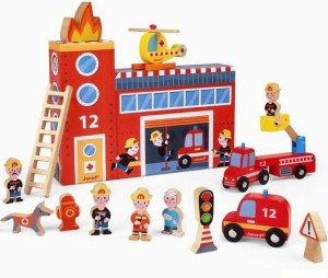 Vláčkodráha tématický set - Story Box Hasiči (Janod)