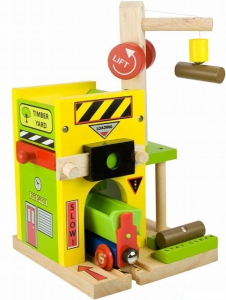 Vláčkodráha budovy - Pila s násypkou na dřevo (Bigjigs)