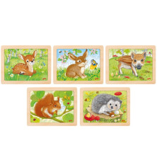 Puzzle na desce - Lesní zvířátka, 24 dílků, 1ks (Goki)