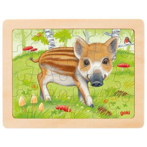 Puzzle na desce - Lesní zvířátka, 24 dílků, 1ks (Goki)